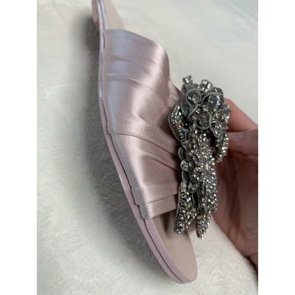 Sophia Webster Flats Lilico Crystal Pink Ruched Satin Slide Sandals 36.5 - Picture 10 of 11